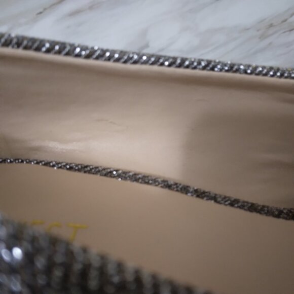 Nine West | Gold Silver Metallic Sparkle Peep Toe Heels | Size 7M - Picture 13 of 14